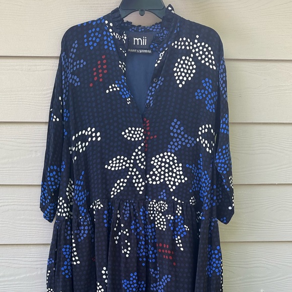 Mii Silk Blue and White Long Sleeve Sundress - Picture 12 of 12